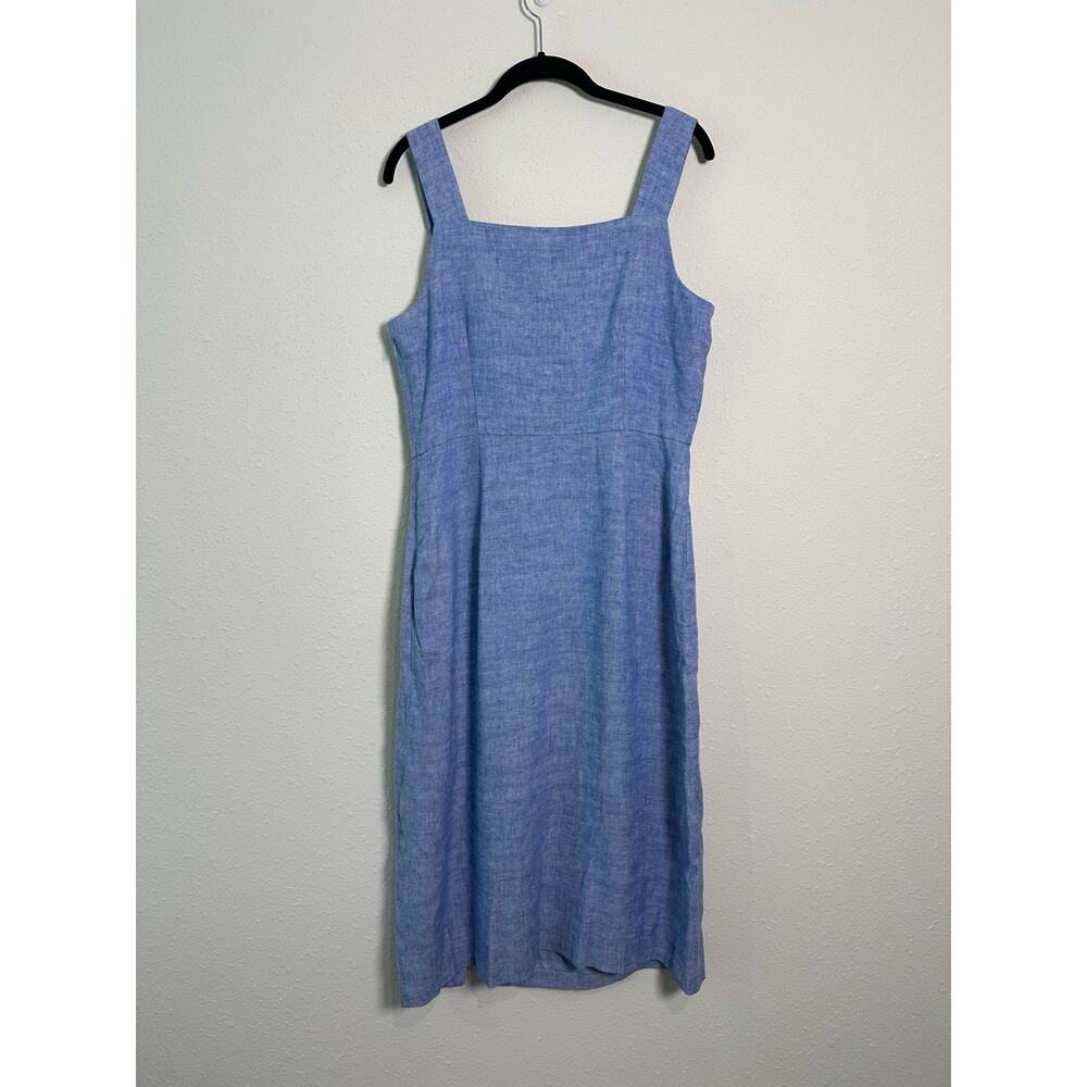 J. McLaughlin Leah Linen Blend Midi Dress Blue Size 10 - Picture 7 of 9